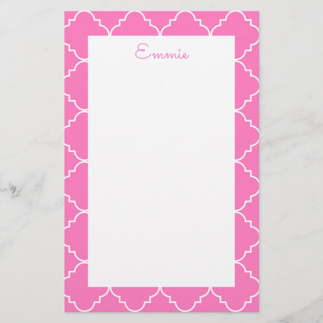 Chic Quatrefoil Personlig Stationery (Framsida)