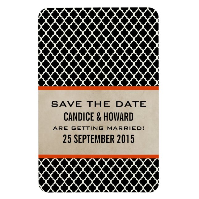 Chic Quatrefoil Spara datum magneter, Orange Magnet (Vertikal)