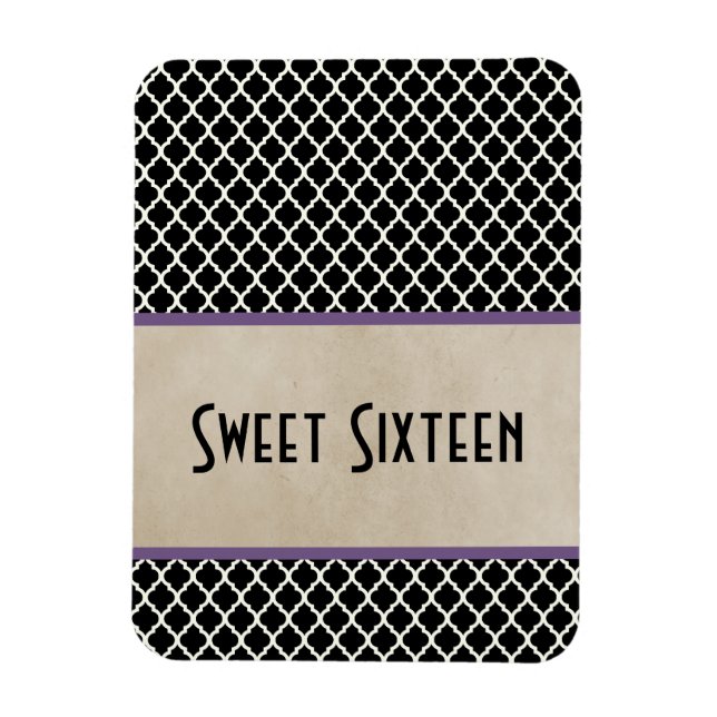 Chic Quatrefoil Sweet 16 Magnet, Lila Magnet (Vertikal)