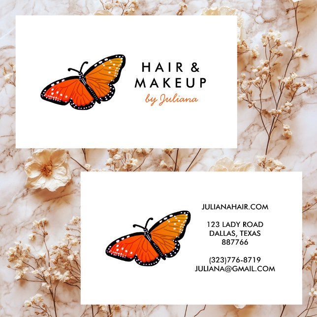 Chic Queen Butterfly Elegant Orange & Black Visitkort (Chic Queen Butterfly Elegant Orange & Black Business Card
)