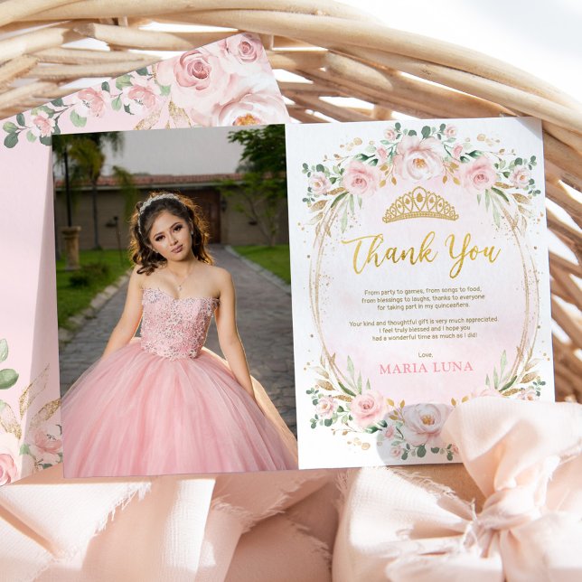 Chic Quinceañera 15:e födelsedagen - tack för ditt Inbjudningar (Skapare uppladdad)
