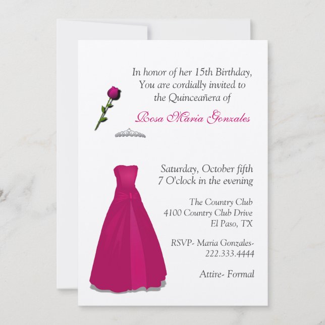Chic Quinceañera inbjudan (Framsida)
