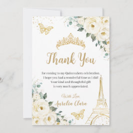 Chic Quinceañera Ivory Blommigt Eiffel 16:e födels Tack Kort