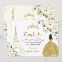 Chic Quinceañera Ivory Blommigt Paris 16:e födelse Tack Kort