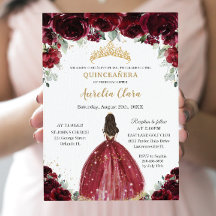 Chic Quinceañera Rik Burgundy Red Blommigt Princes
