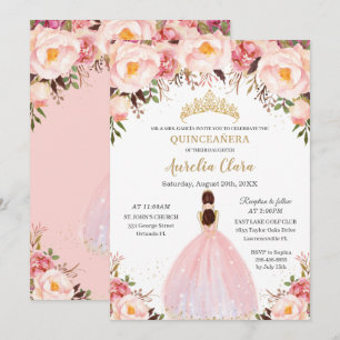 Chic Quinceañera Soft Blommigt Princess Inbjudningar