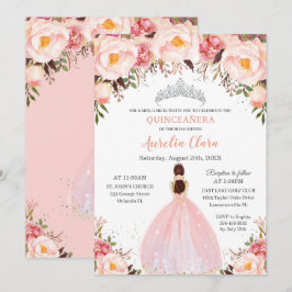 Chic Quinceañera Soft  Blommigt Princess Silver Inbjudningar