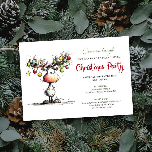 Chic quirky reindeer Christmas party invitation Inbjudningar (Chic quirky reindeer Christmas party invitation

)