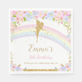 Chic Rainbow Fairy Girl Birthday Baby Shower Pappersservett