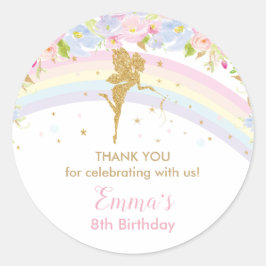 Chic Rainbow Fairy Girl Birthday-Tack till förmån  Runt Klistermärke