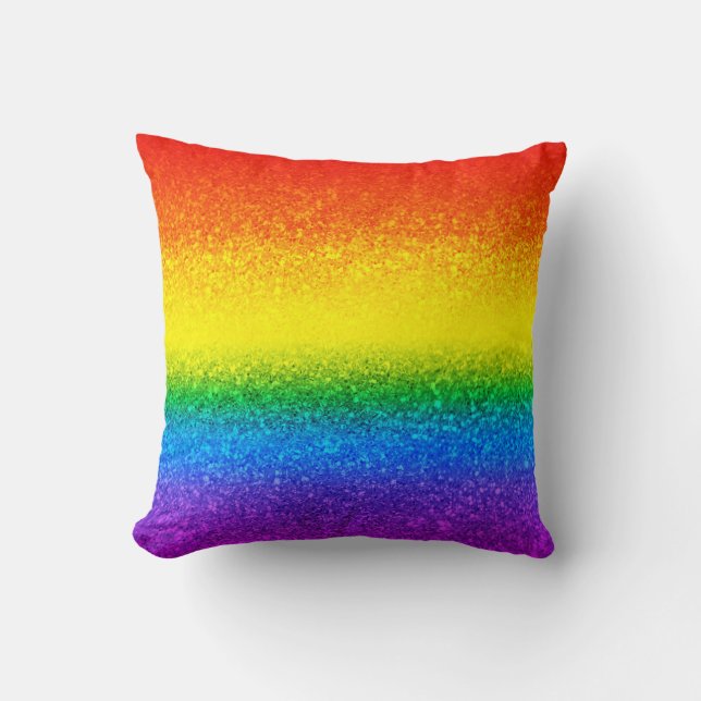 Chic Rainbow Glitter Rand Monogram Namn Kudde (Framsida)