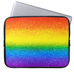 Chic Rainbow Glitter Rand Monogram Namn Laptop Fodral
