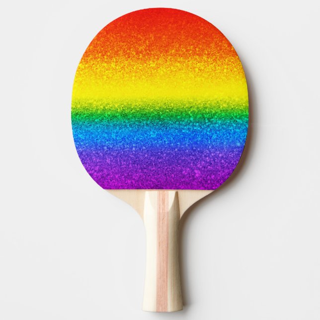 Chic Rainbow Glitter Rand Monogram Namn Pingisracket (Framsidan)