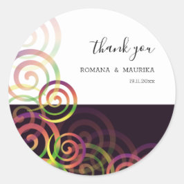 Chic Rainbow Spiral på djup Lila Runt Klistermärke
