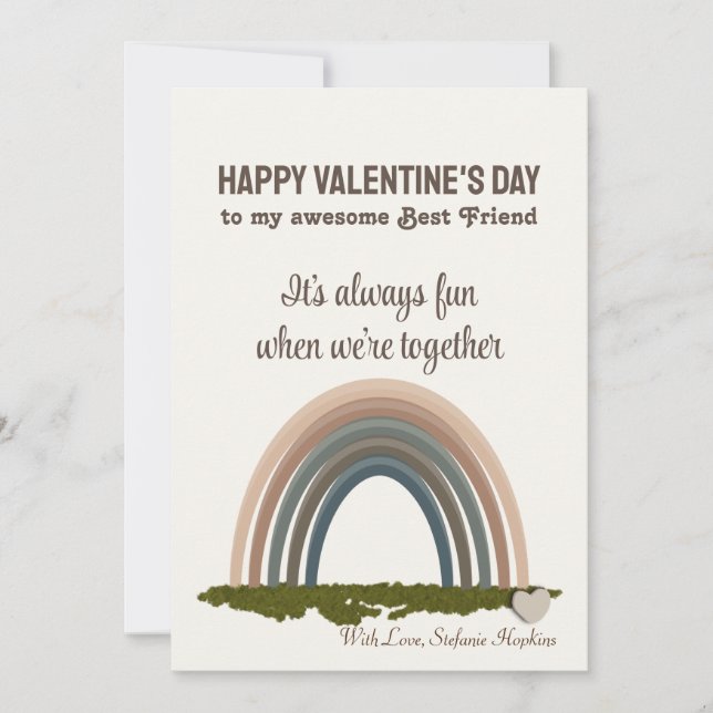 Chic Rainbow Valentines Dag-kort för bästa vän Julkort (Framsida)