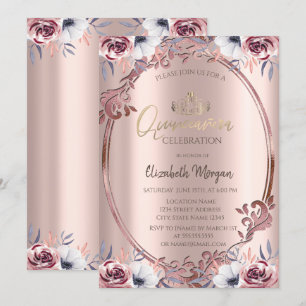 Chic ram Boho blommor Quinceañera Inbjudningar
