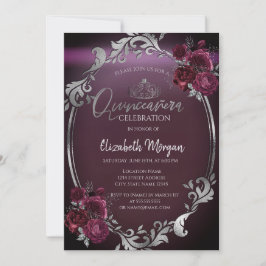Chic Ram Burgundy Ro Quinceañera Inbjudningar