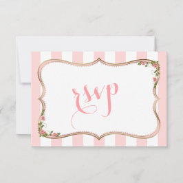 Chic  Rand Guld Blommigt WeddingRSVP OSA Kort