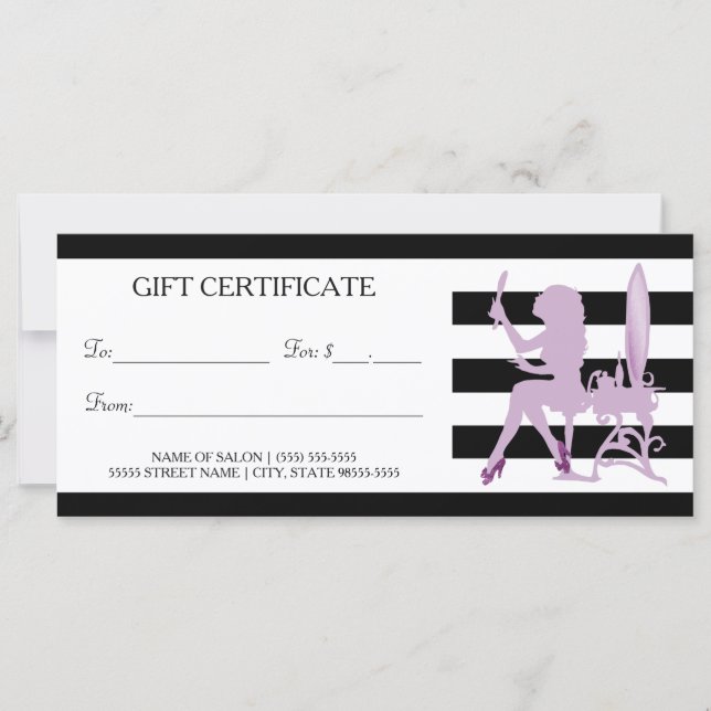 Chic Rand Lila Girl Girl Salon Gift Certificate (Framsida)