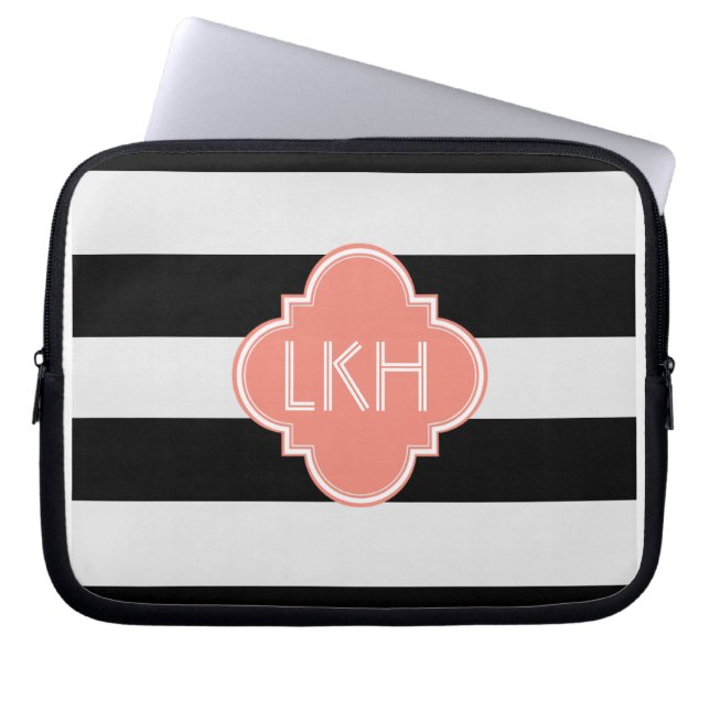 Chic Rand och tre monogram Laptop Sleeve (Framsidan)