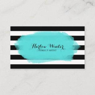 Chic Rand Turquoise Black White Makeup Artist Visitkort