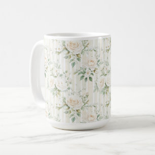 Chic Rand White Blommigt Romantic Bröllop Kaffemugg