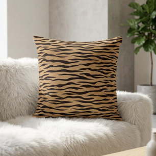 Chic randig tigertryck Safari Brun Svart Kudde