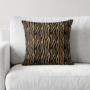 Chic randig tigertryck Safari Brun Svart Kudde