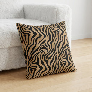 Chic randig tigertryck Safari Brun Svart Kudde