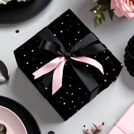 Chic Random Polka dots Rosa på Black ID1162 Presentpapper
