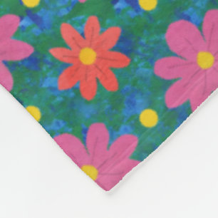 Chic Rangoli Flowers och Polka Dot Fleece Blanket