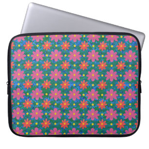 Chic Rangoli Flowers och Polka dots Laptop sleeve