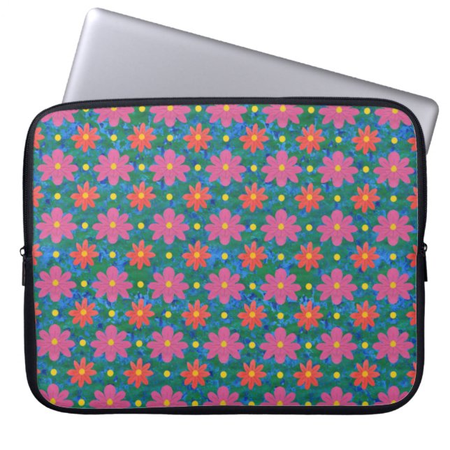 Chic Rangoli Flowers och Polka dots Laptop sleeve (Framsidan)