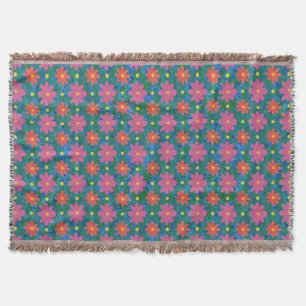 Chic Rangoli Flowers och Polka dots Throw Blanket Mysfilt