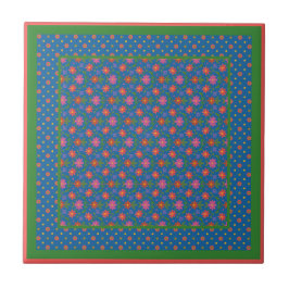 Chic Rangoli Flowers, Polka dots Ceramic Tile Kakelplatta