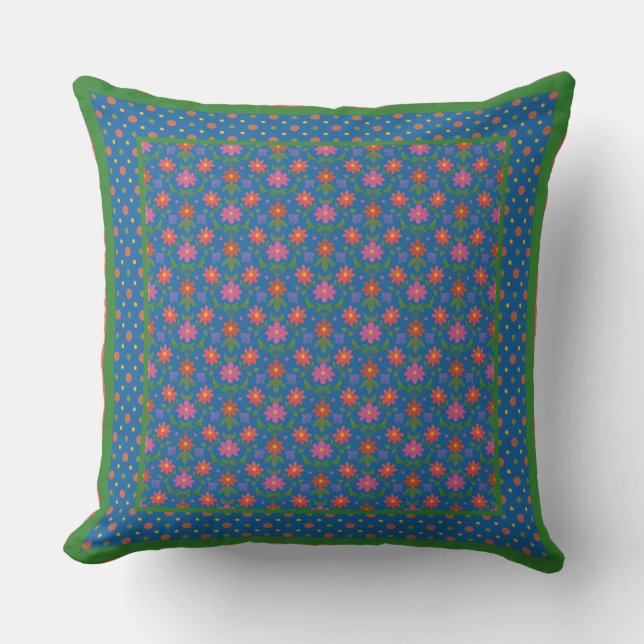 Chic Rangoli Flowers, Polka dots Pillow eller Cush Kudde (Framsida)
