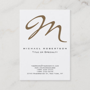 Chic Raw Umber Brown Monogram White Affärskort Visitkort
