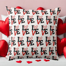 Chic Red and Black Romantic Mönster Kärlek Design Kudde