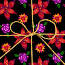 Chic Red and Black Tropical Exotic Blommönster