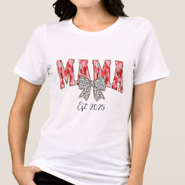 Chic Red and Rosa Coquette Bow Mamma T Shirt