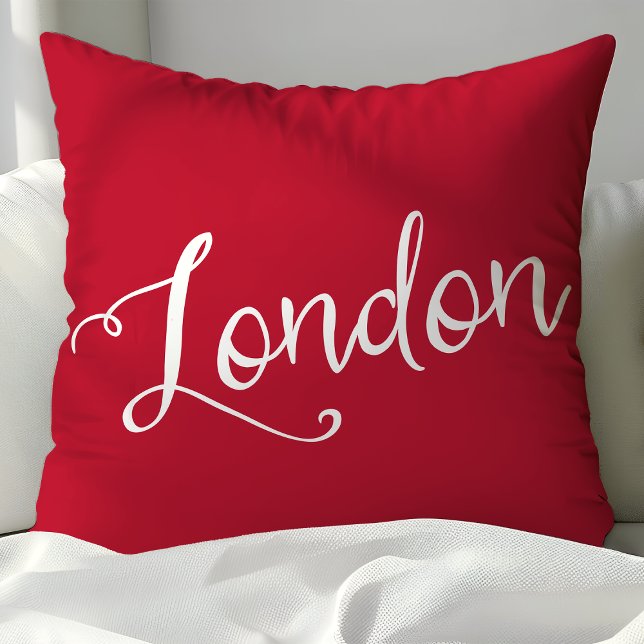 Chic Red and White London England Typography Kudde (Skapare uppladdad)