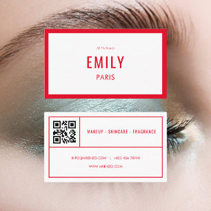 Chic Red Beauty/Mode QR Code Affärskort Visitkort