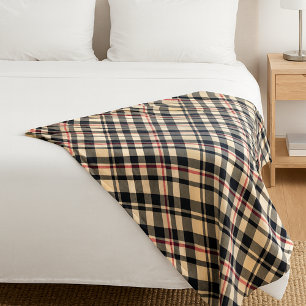 Chic Red Beige Black White Play Rand Mönster Fleecefilt