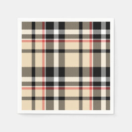 Chic Red Beige Black White Play Rand Mönster Pappersservett