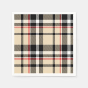 Chic Red Beige Black White Play Rand Mönster Pappersservett