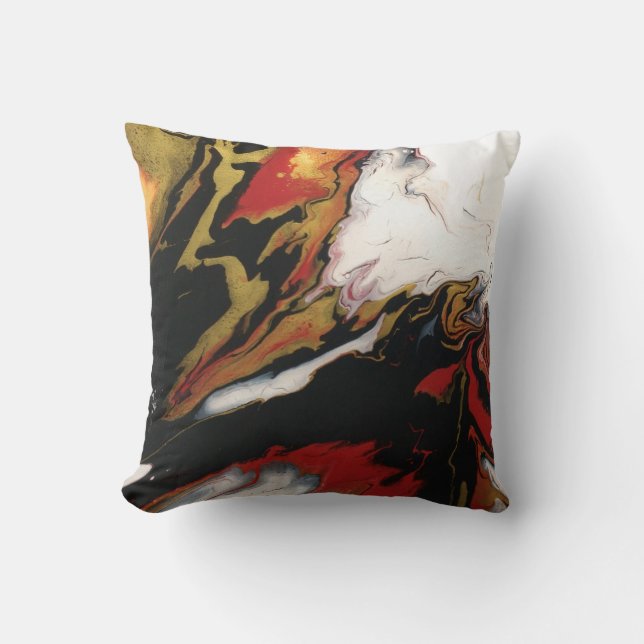 Chic Red Black Guld Abstrakt Pillow w/black back Kudde (Framsida)