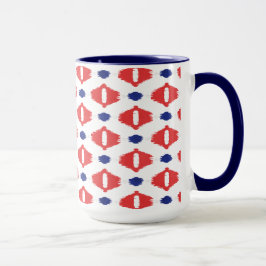 Chic Red blue white ikat tribal mönster Mugg