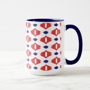 Chic Red blue white ikat tribal mönster Mugg
