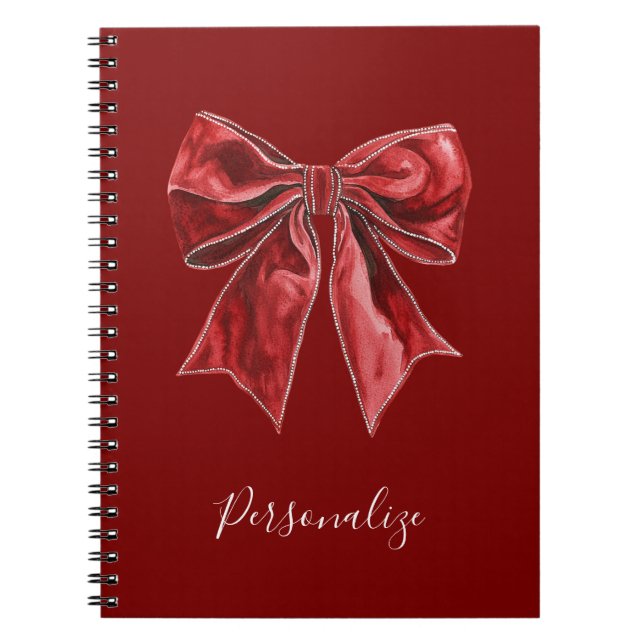 Chic Red Bow-Personlig Anteckningsbok (Framsidan)
