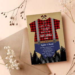 Chic Red Buffalo Baby Kostym Lumberjack Baby Showe Inbjudningar